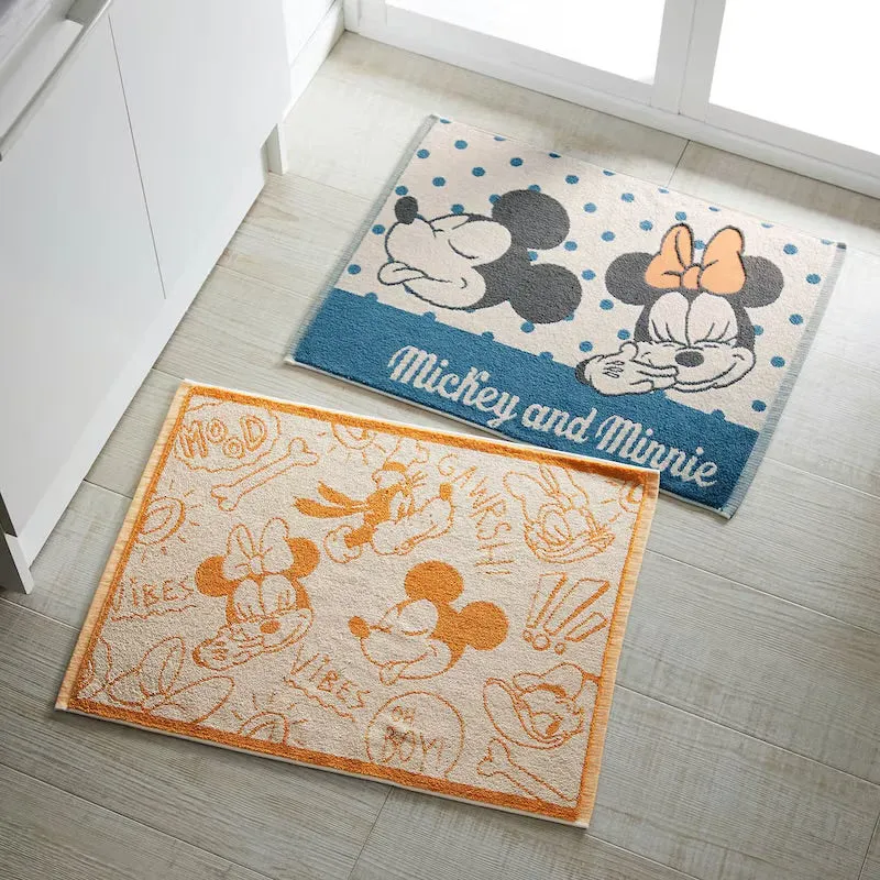 JP x BM - Bath Mat for Bathroom 2 Patterns Set x Mickey & Minnie Mouse