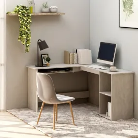 L-Shaped Corner Desk Concrete Grey 120x140x75 cm Engineered Wood