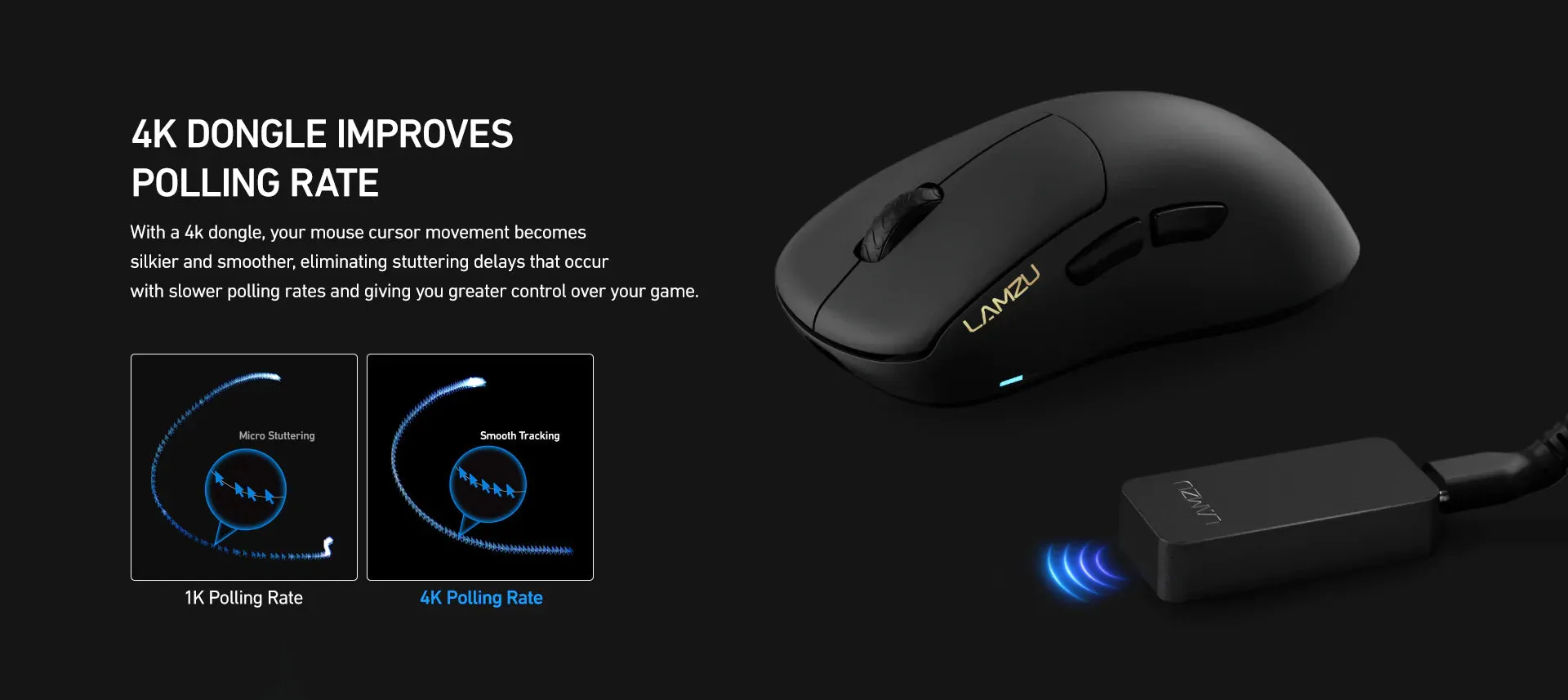 Lamzu Thorn 4K Wireless Gaming Mouse - Black (4K dongle included)