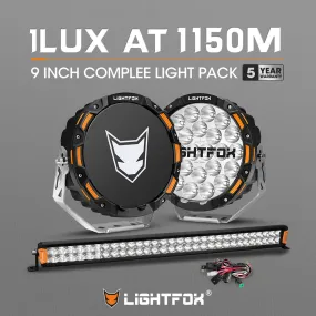 LIGHTFOX OSRAM 9inch LED Driving Lights   30 inch Dual Row LED Light Bar   Wiring Kit