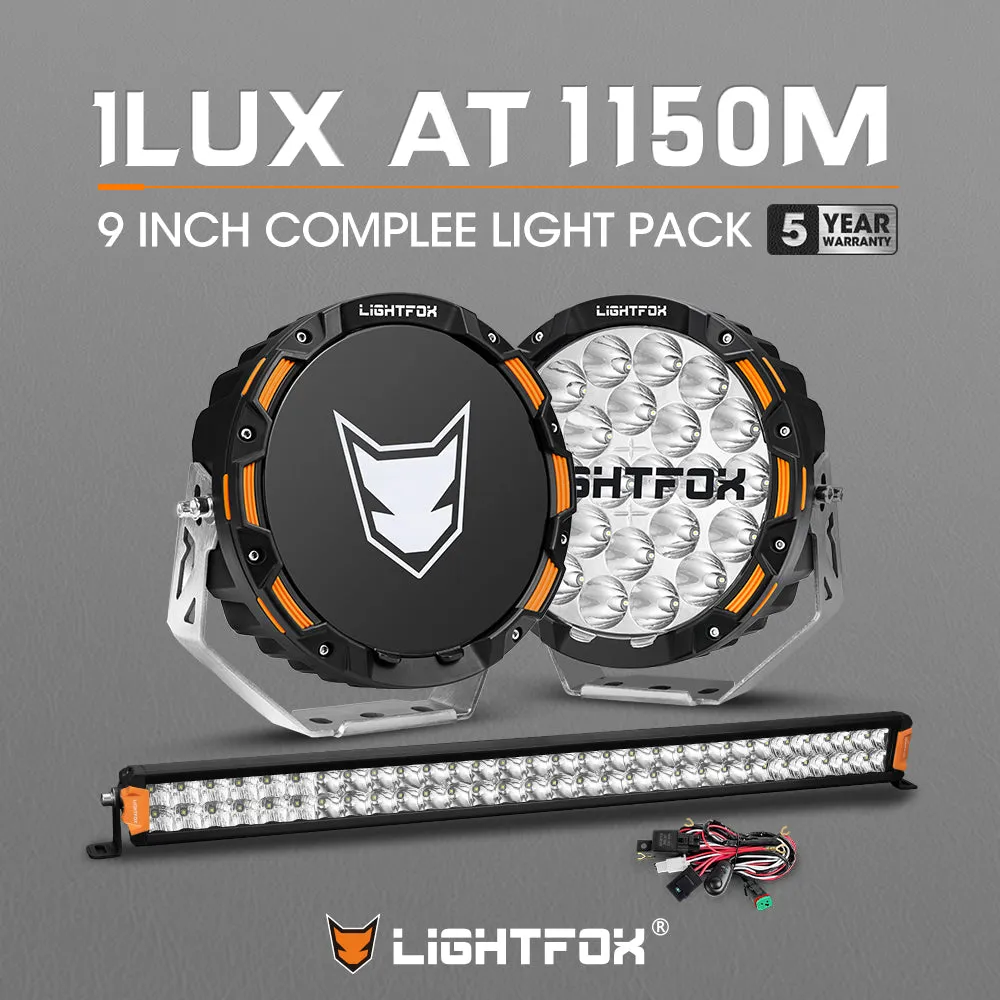 LIGHTFOX OSRAM 9inch LED Driving Lights   30 inch Dual Row LED Light Bar   Wiring Kit