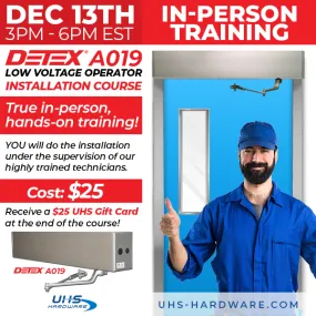 LIVE TRAINING - Detex AO19 Low Voltage Operator Installation Course - (December 13th, 2022 - 3 - 6 PM EST)