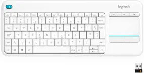 Logitech Keyboard K400 Plus Wireless Touch Keyboard with Built-In Touchpad for Internet-Connected TVs, Windows PC (White)