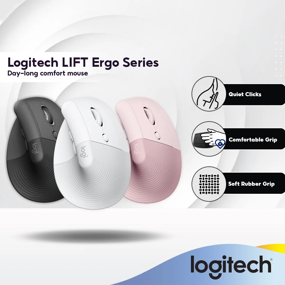 Logitech Lift Vertical Ergonomic Mouse Wireless Bluetooth Logi Bolt USB receiver with Quiet Clicks