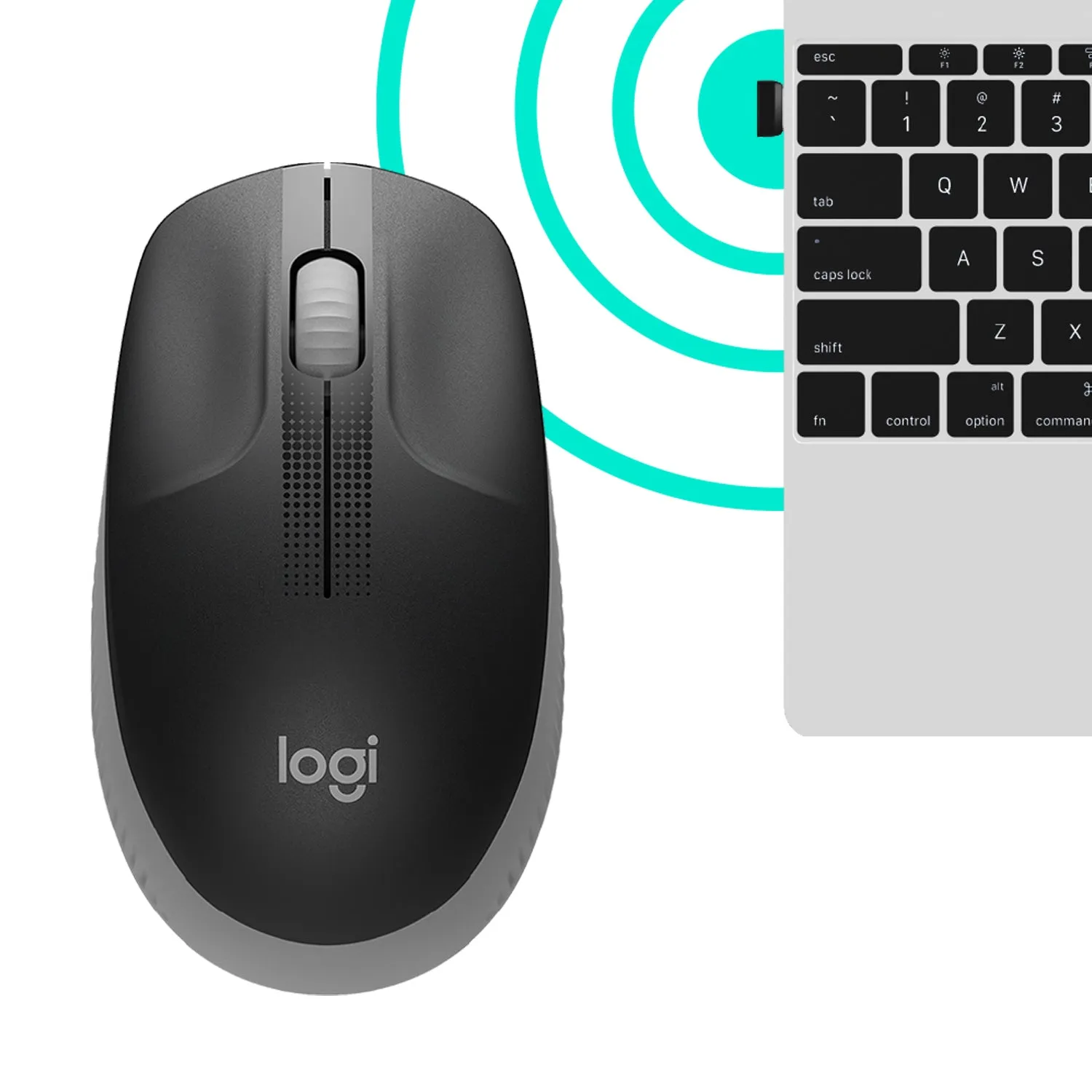 M190 Full-Size Wireless Mouse Grey