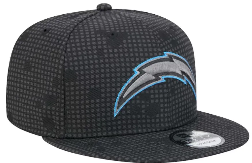 Men's New Era Black Los Angeles Chargers Midnight Ink Pop Outline 9FIFTY Snapback Hat