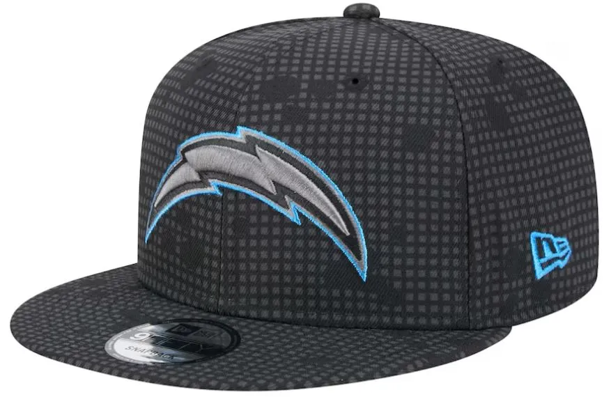 Men's New Era Black Los Angeles Chargers Midnight Ink Pop Outline 9FIFTY Snapback Hat