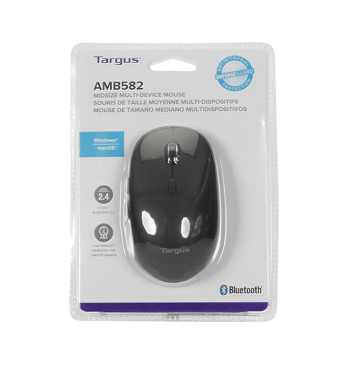 Midsize Comfort Multi-Device Antimicrobial Wireless Mouse