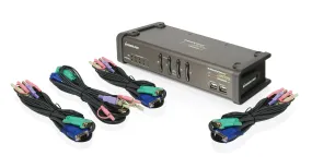 Miniview Symphony Multi-function 4-Port KVM Switch with cables (TAA Compliant)