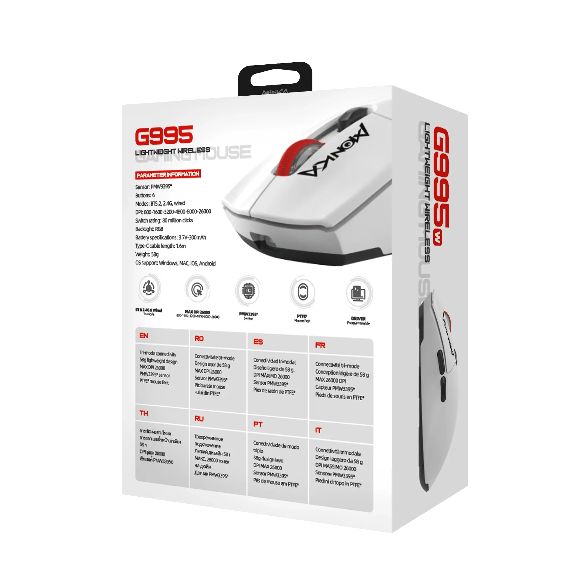 Monka Guru Wireless Gaming Mouse (Tri-Mode)