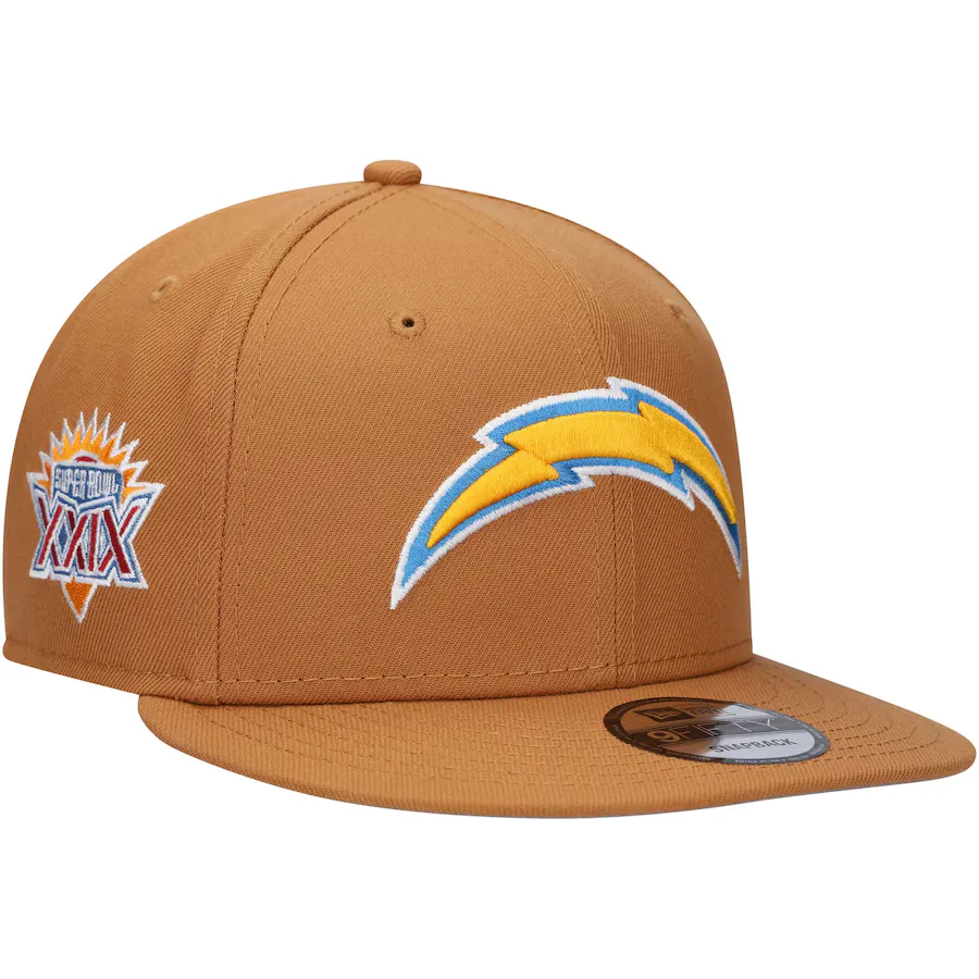 New Era Los Angeles Chargers Color Pack 9FIFTY Snapback Hat-Brown