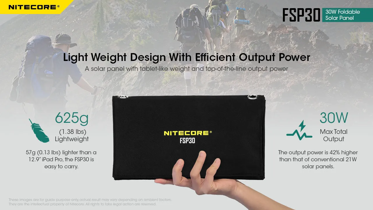 Nitecore FSP30 30W Foldable Solar Panel w/ dual USB/USB-C Outputs