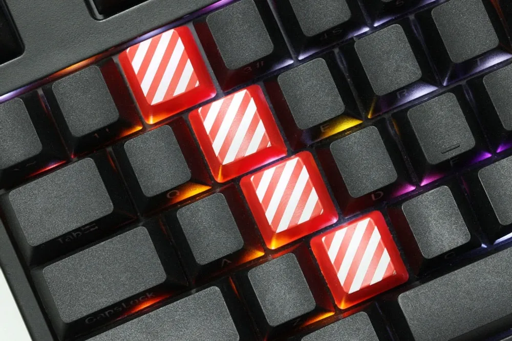 Novelty Shine Through Keycaps ABS Etched arrow key wasd r1 r 2 r3 r4 stripe cross grain