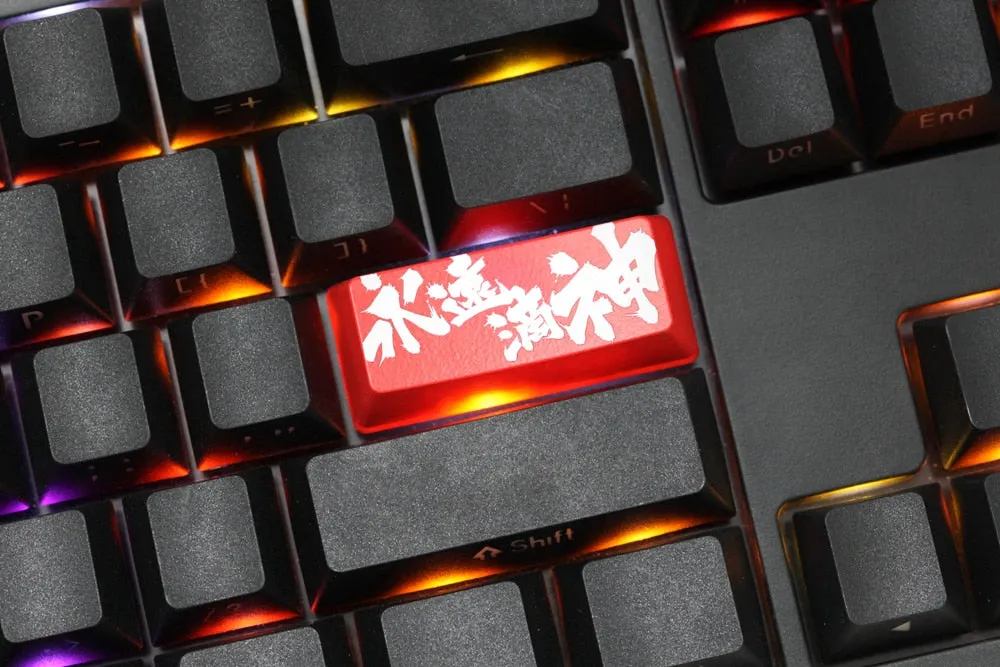 Novelty Shine Through Keycaps ABS Etched Shine-Through Godlike Forever black red custom mechanical keyboard enter backspace yyds