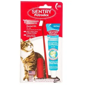 Petrodex Dental Kit for Cats with Enzymatic Toothpaste - 2.5 oz Toothpaste - 6" Brush - Finger Brush