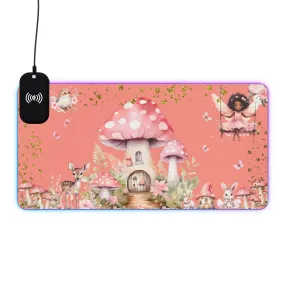 "Coral Fairyland" LED Phone Charging  Mouse Pad (Black Fairy)