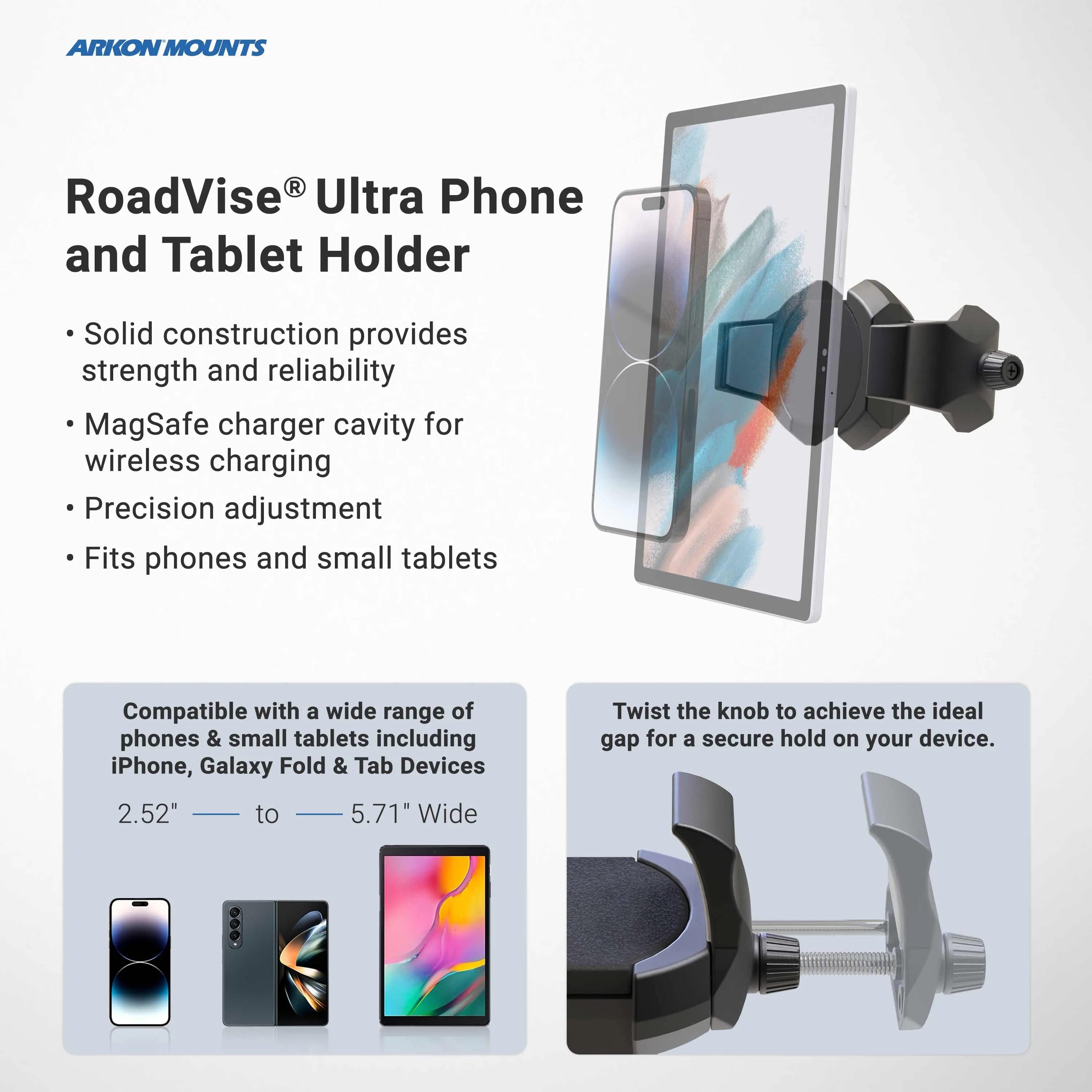 RoadVise® Ultra Phone Mount with Double Socket Swivel Arm