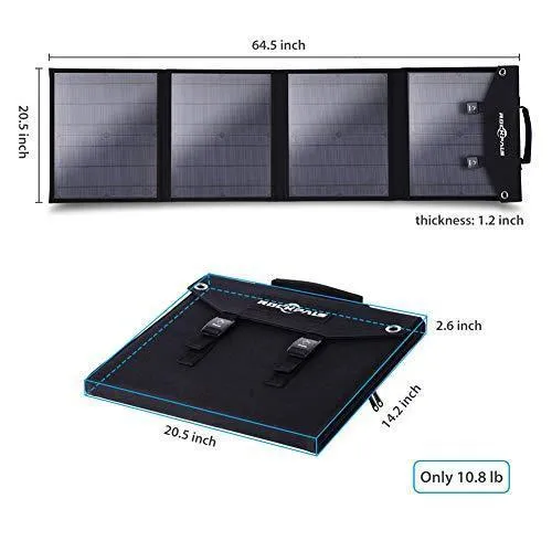 Rockpals SP003 100W Foldable Solar Panel Charger for Suaoki Portable Generator / 8mm Goal Zero Yeti Power Station/Jackery Explorer 240, Webetop Battery Pack/USB Devices, with 3 USB Ports