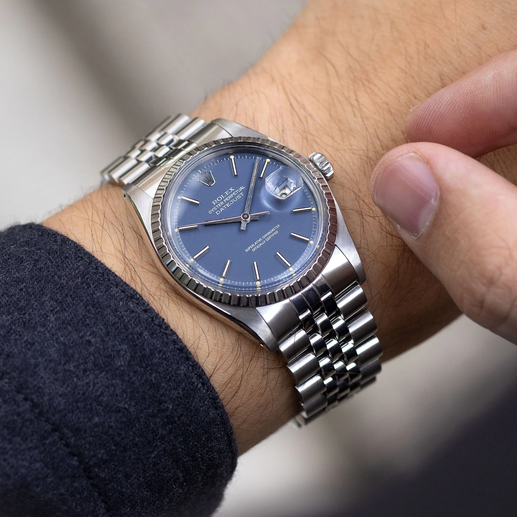 Rolex Datejust 1603 rare matte blue dial