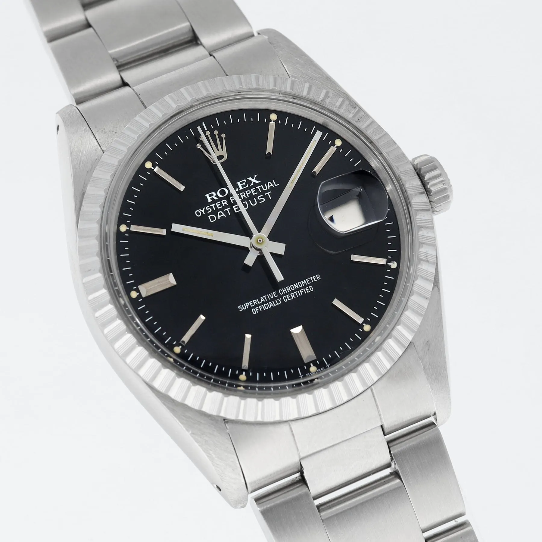 Rolex Datejust Black Soleil Finished Dial ref 16030