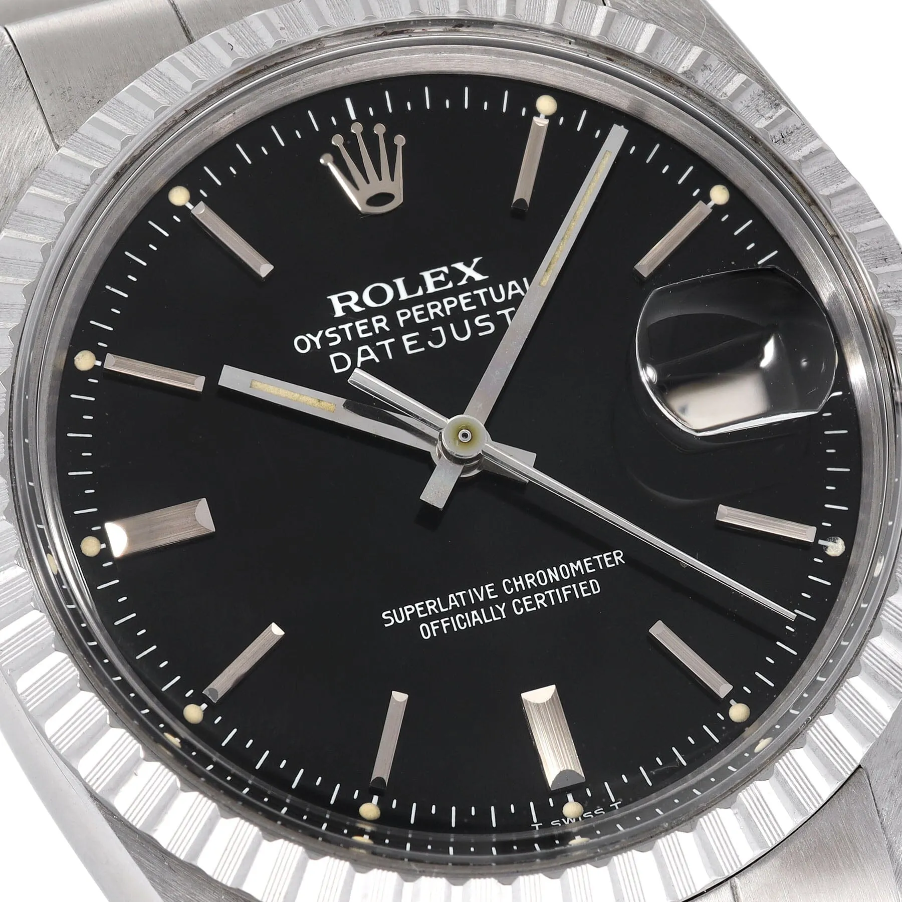 Rolex Datejust Black Soleil Finished Dial ref 16030