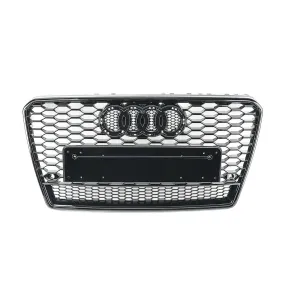 RS7 Style Grille - 4G Pre-Facelift A7/S7 - Black With Black Frame - Silver Quattro