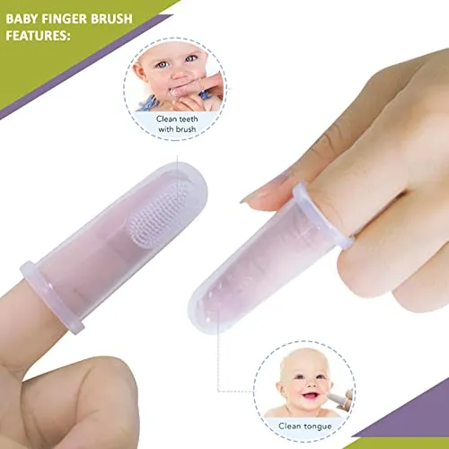 Safe-O-Kid- Silicone Finger Brush for Baby Teething/Gums with Case-Transparent