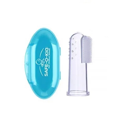 Safe-O-Kid- Silicone Finger Brush for Baby Teething/Gums with Case-Transparent