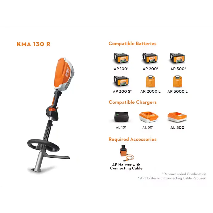 Stihl | KMA 130 R Battery KombiSystem | w/ AP 300 S Battery, AL 301 Charger and AP Battery Bag with Cord (KMA130R-AP300S-AL301-COMBO)