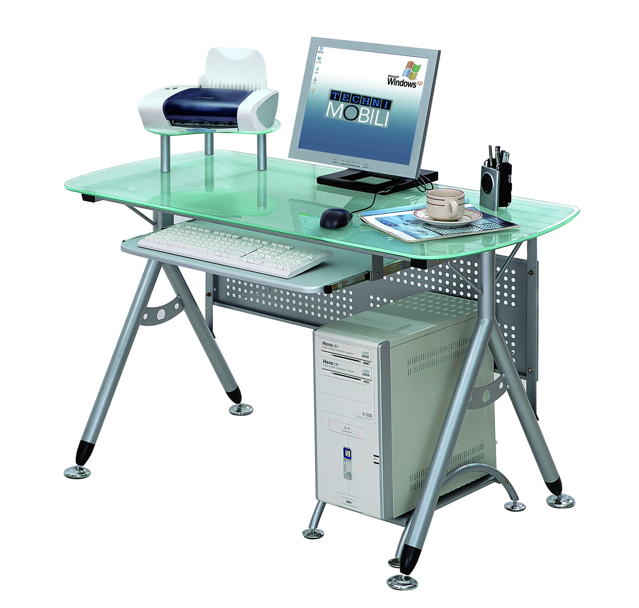 Techni Mobili Glass Computer Desk