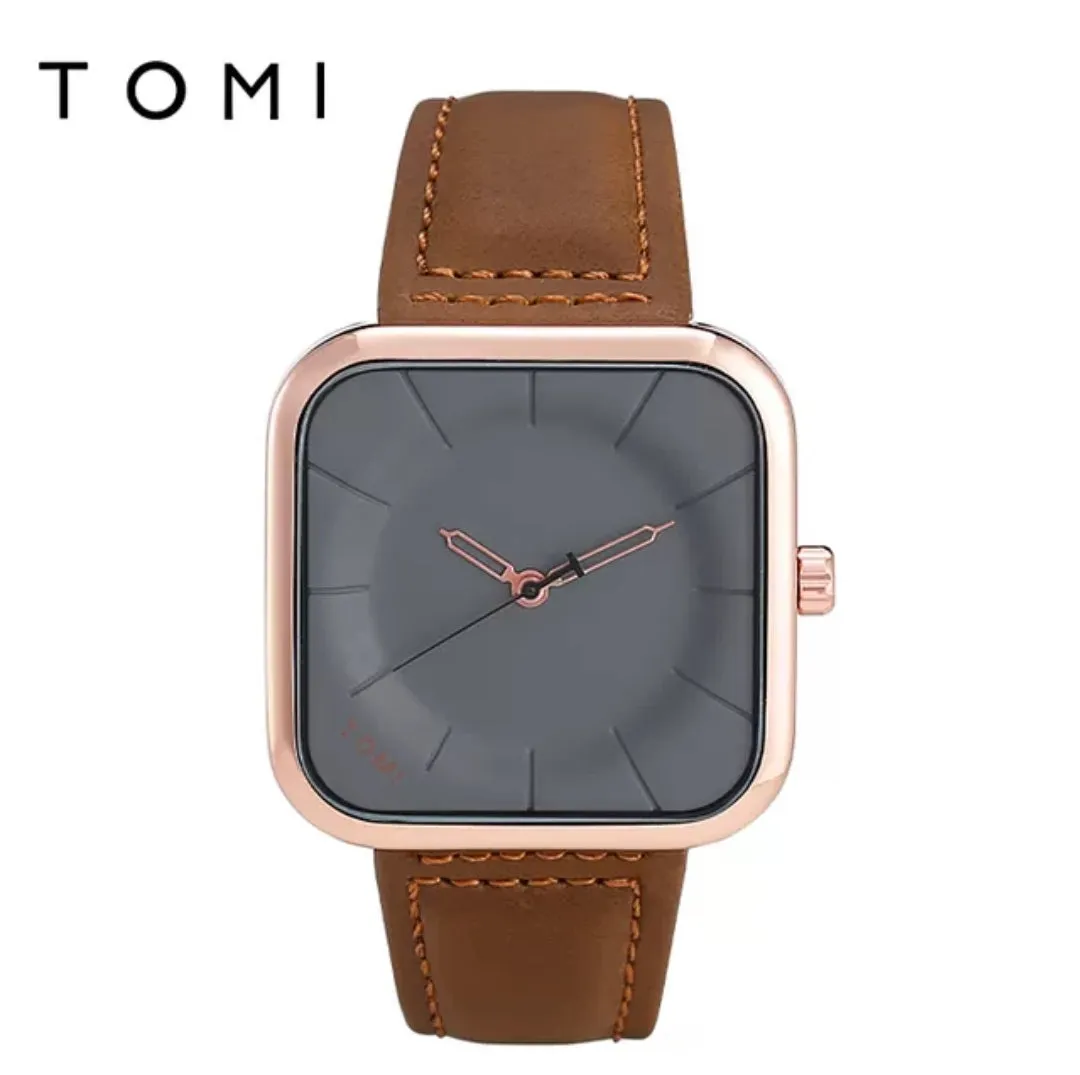 Tomi Brand Slim Luxury Leather Strap Wrist Watch TM106