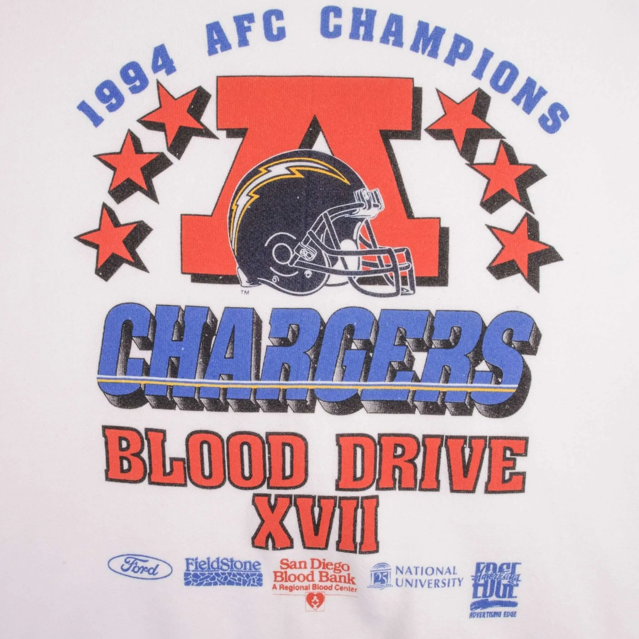 VINTAGE NFL SAN DIEGO CHARGERS 1994 AFC CHAMPIONS SWEATSHIRT SIZE XL