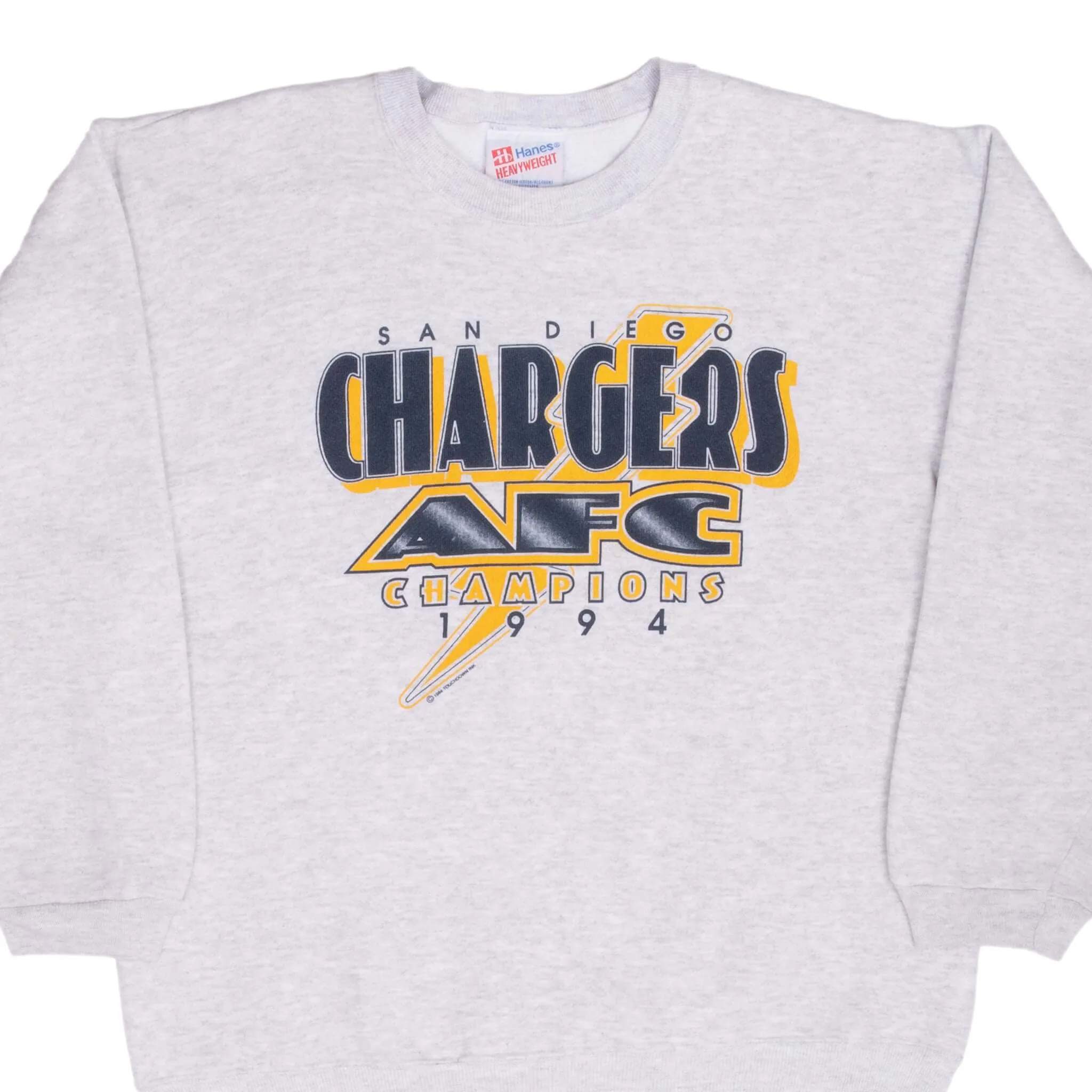 VINTAGE NFL SAN DIEGO CHARGERS AFC CHAMPIONS 1994 SWEATSHIRT LARGE MADE IN USA