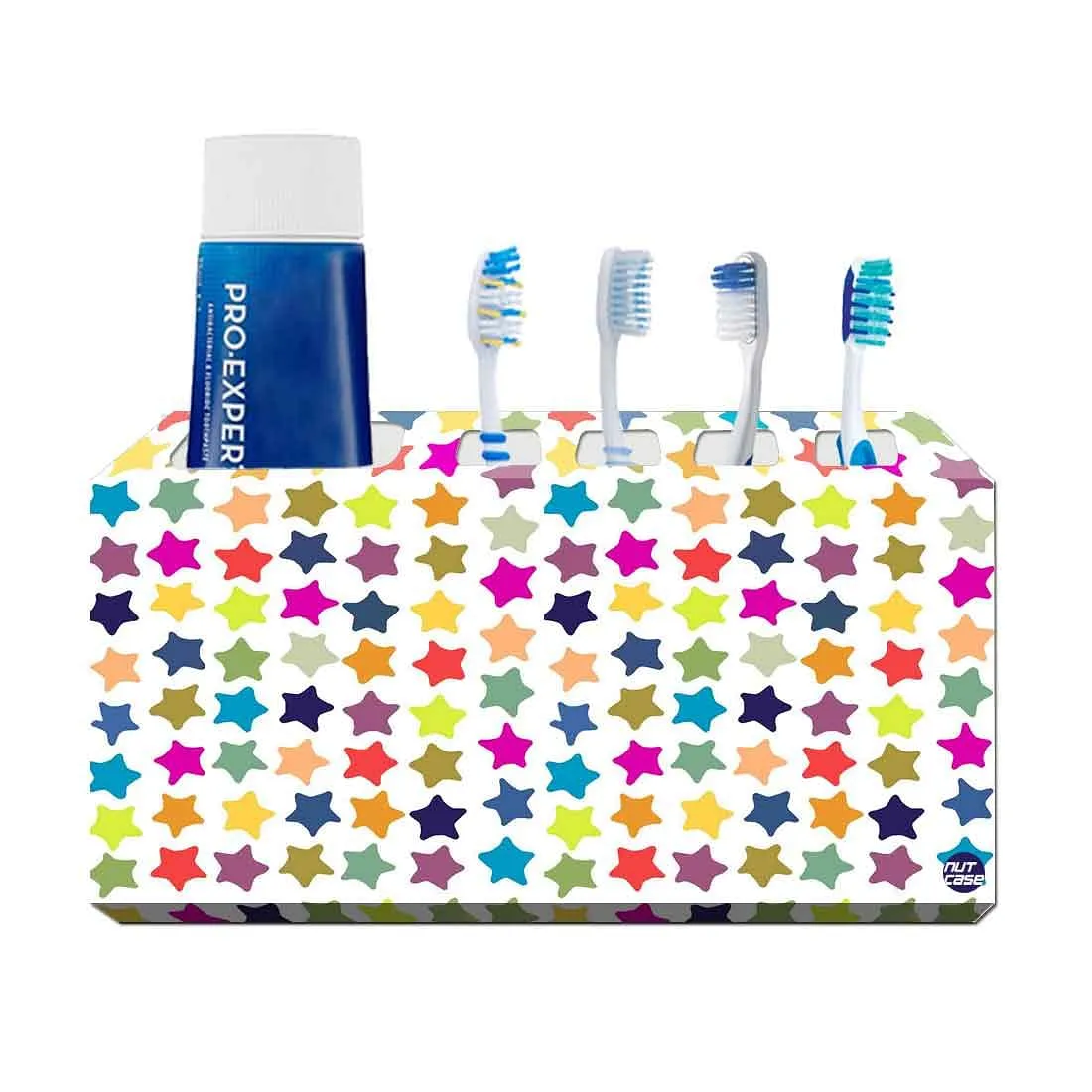 Wall Mount Designer Toothbrush Organiser-Colorful Stars