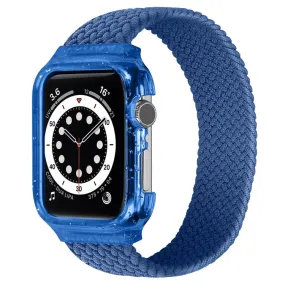 Weave Wrist Strap Watch Bands with Frame For Apple Watch Series 9&8&7 41mm / SE 3&SE 2&6&SE&5&4 40mm / 3&2&1 38mm, Length:150mm(Cold Sea Blue)