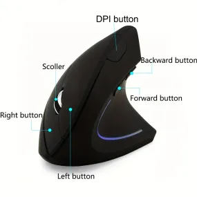 Wireless Mouse Vertical Gaming Mouse USB For Computer Mice Ergonomic Desktop Upright Mouse 1600 DPI For PC Laptop Office Home