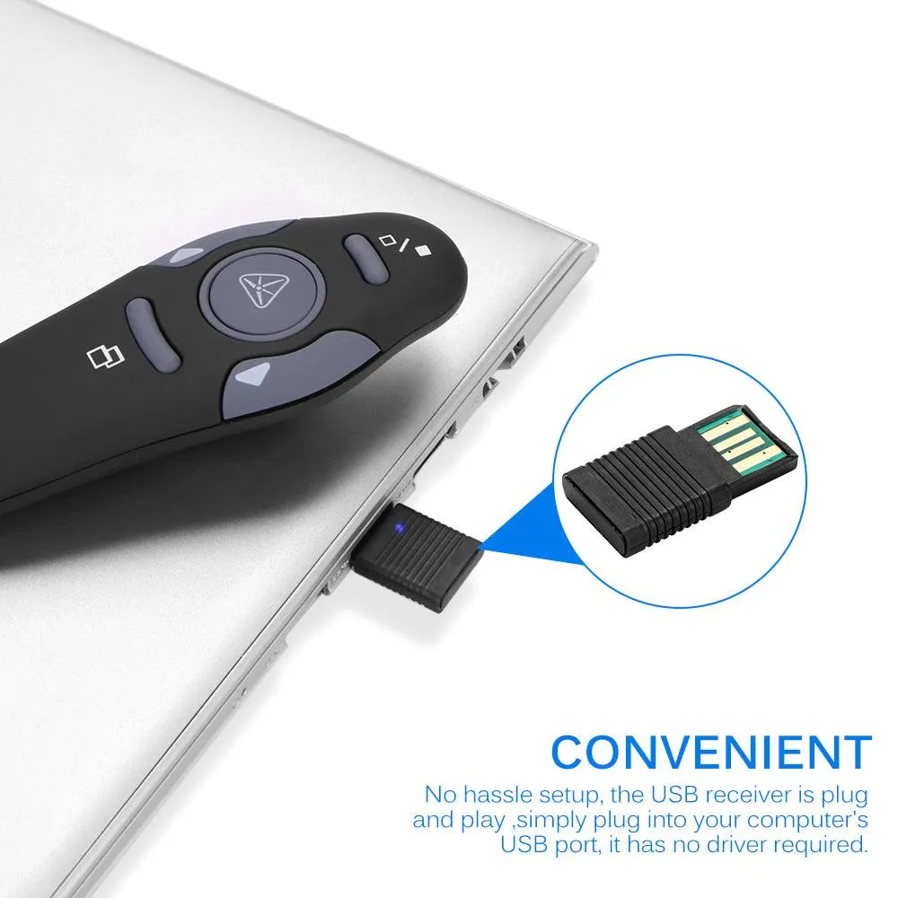 Wireless Presentation Remote Clicker with Red Laser Pointer